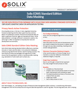 Solix Enterprise Data Management Suite - Standard Edition Data Masking